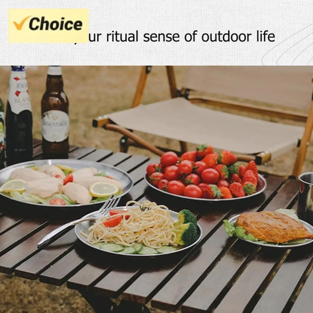 Stainless Steel Dinner & Serving Plate — 5 Sizes