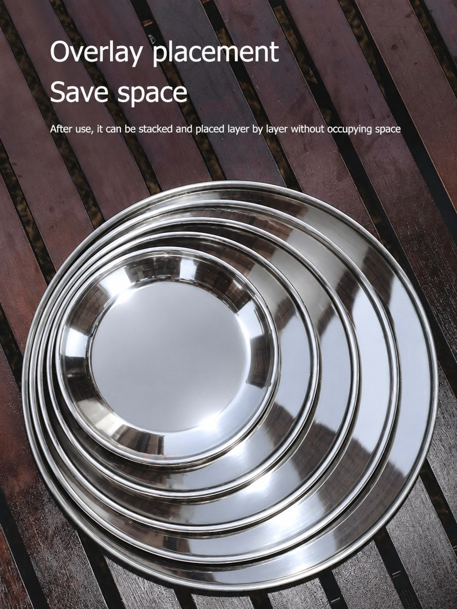 Stainless Steel Dinner & Serving Plate — 5 Sizes