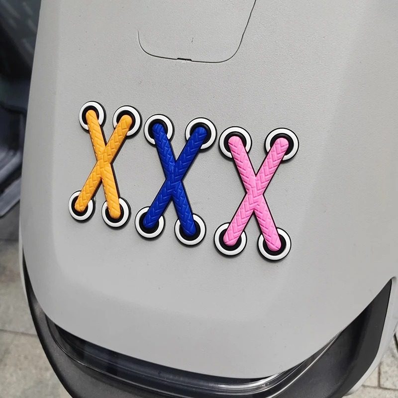 3D Crossed Shoelace Car & Motorcycle Sticker