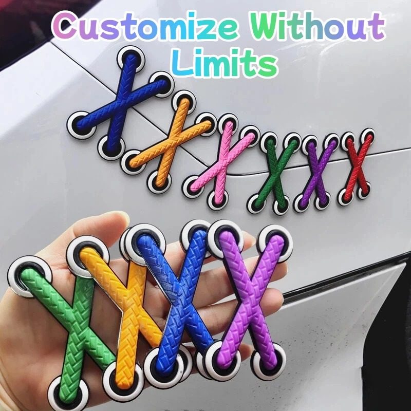 3D Crossed Shoelace Car & Motorcycle Sticker