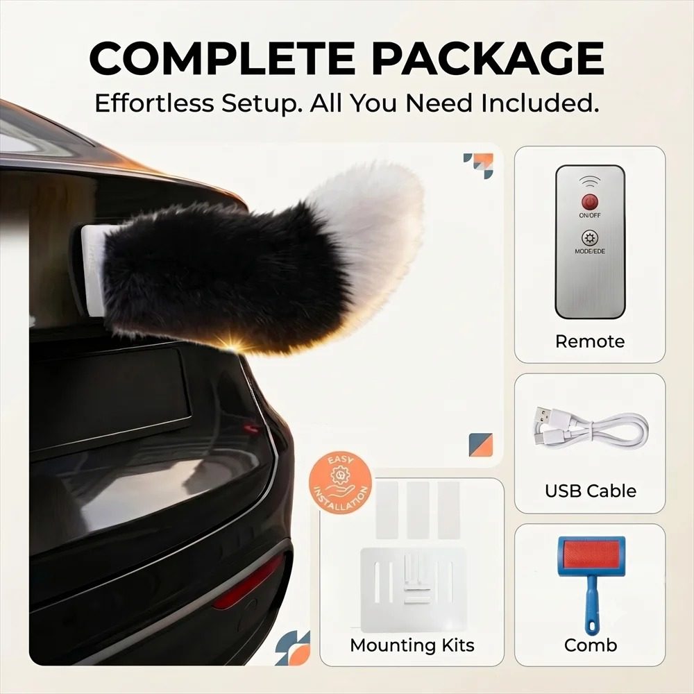 Fluffy Electric Fox Tail — Moving Car & Motorcycle Decoration