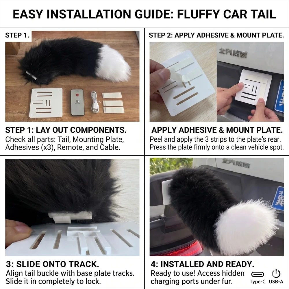 Fluffy Electric Fox Tail — Moving Car & Motorcycle Decoration