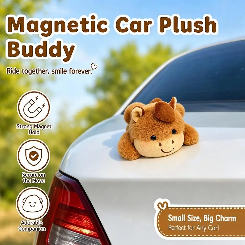 Magnetic Car Plush Buddy — 8 Animal Designs