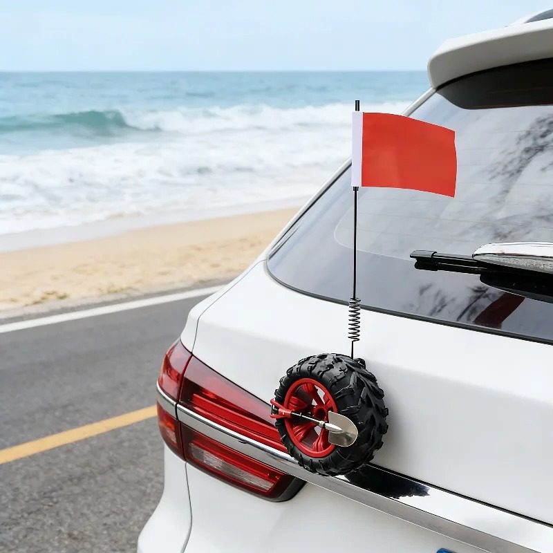 Mini Off-Road Spare Tire Decoration — Shovel & Flag
