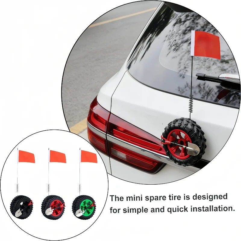 Mini Off-Road Spare Tire Decoration — Shovel & Flag
