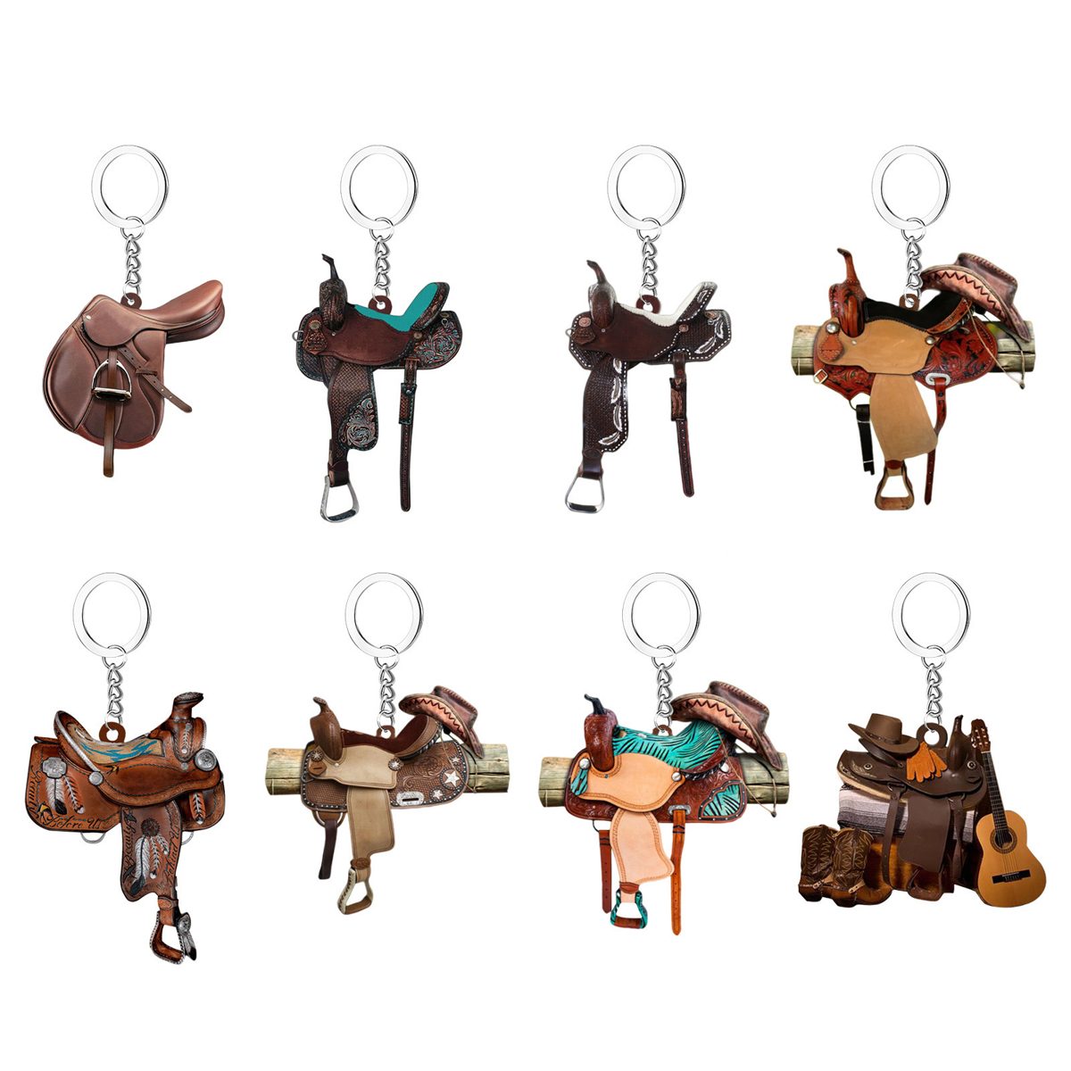 Saddle Car Key Ring Pendant