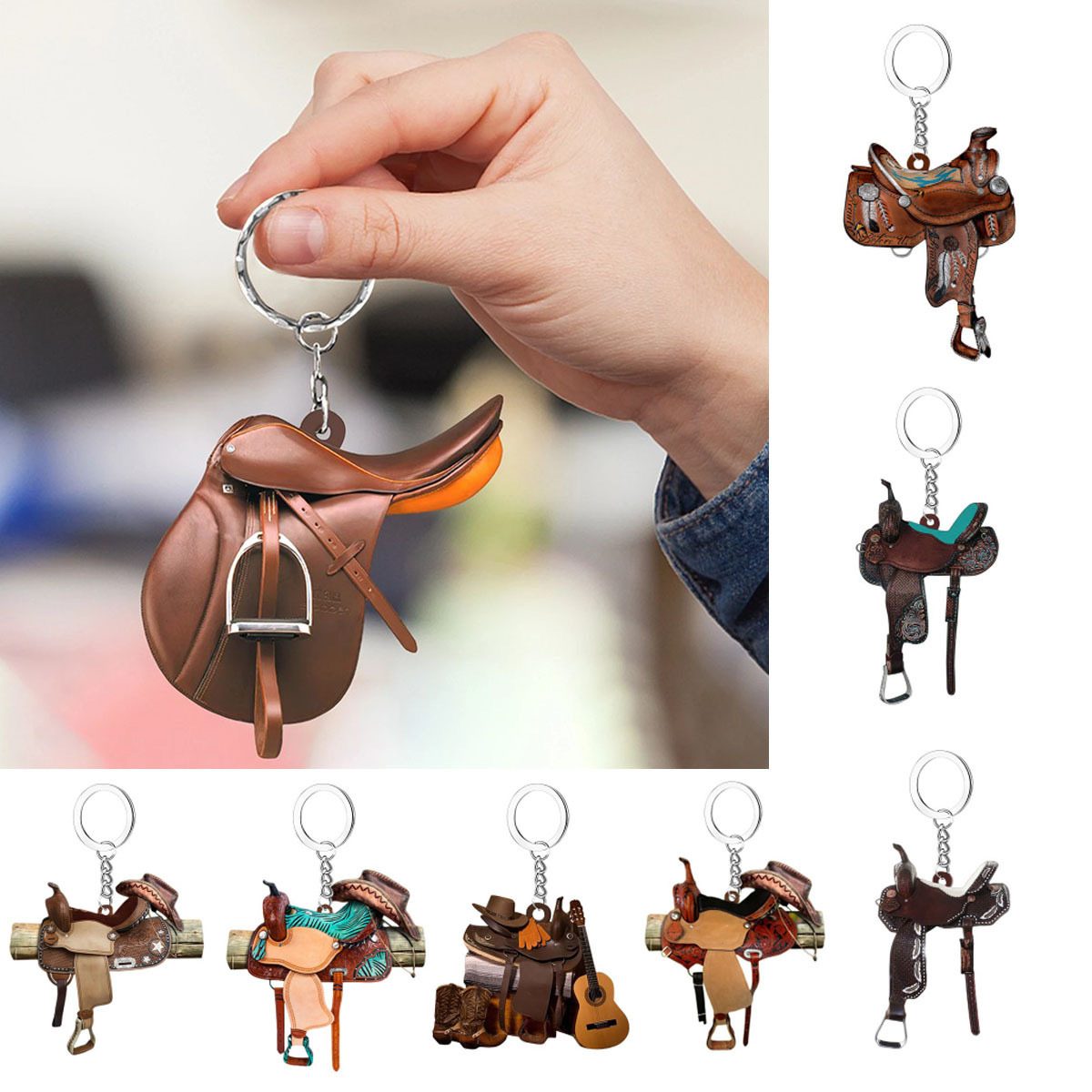 Saddle Car Key Ring Pendant